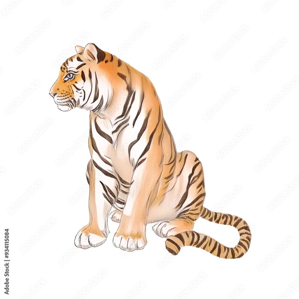 Fototapeta premium Tiger illustration drawing design