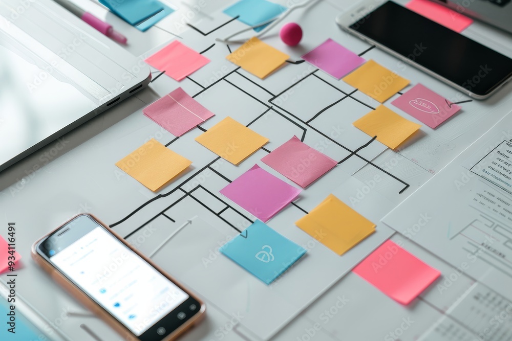 blueprint with bunch of orange dots on it, user flow diagram guides your navigation blueprint with bunch of orange dots on it, user flow diagram guides your navigation