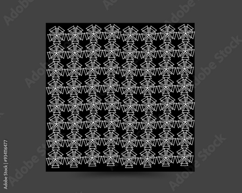 Abstract geometric curvy square zigzag shape lines pattern