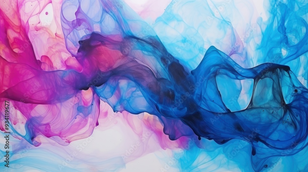 Fototapeta premium Ink, paint, abstract. Closeup of the painting. Colorful abstract painting background. Highly-textured oil paint. High quality details. Alcohol ink modern abstract painting, modern contemporary art, ai