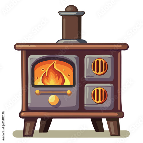 Old Wood Burner Vector Illustration