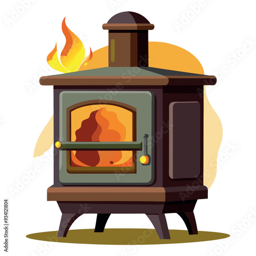 Old Wood Burner Vector Illustration