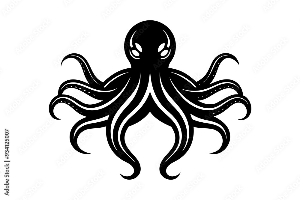 Octopus logo vector silhouette on a white background Octopus logo vector silhouette on a white background