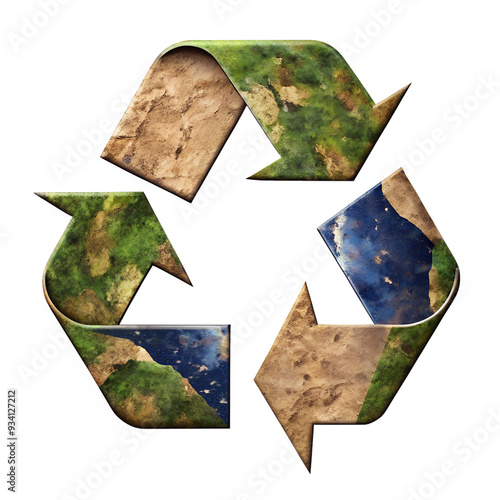 Earthy texture recycling symbol for global environmental awareness transparent PNG file