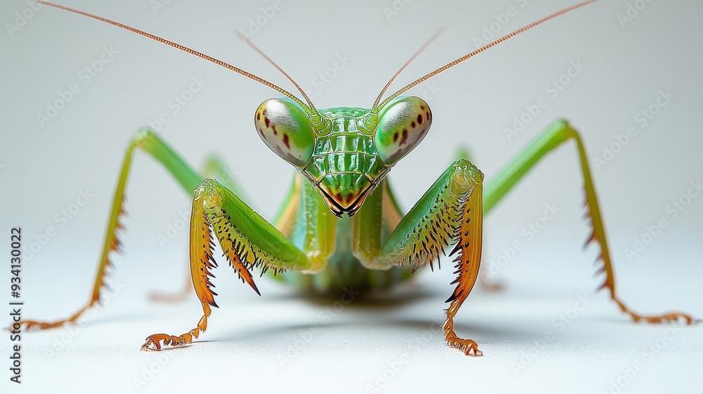Green Praying Mantis on White Background
Green Praying Mantis on White Background
