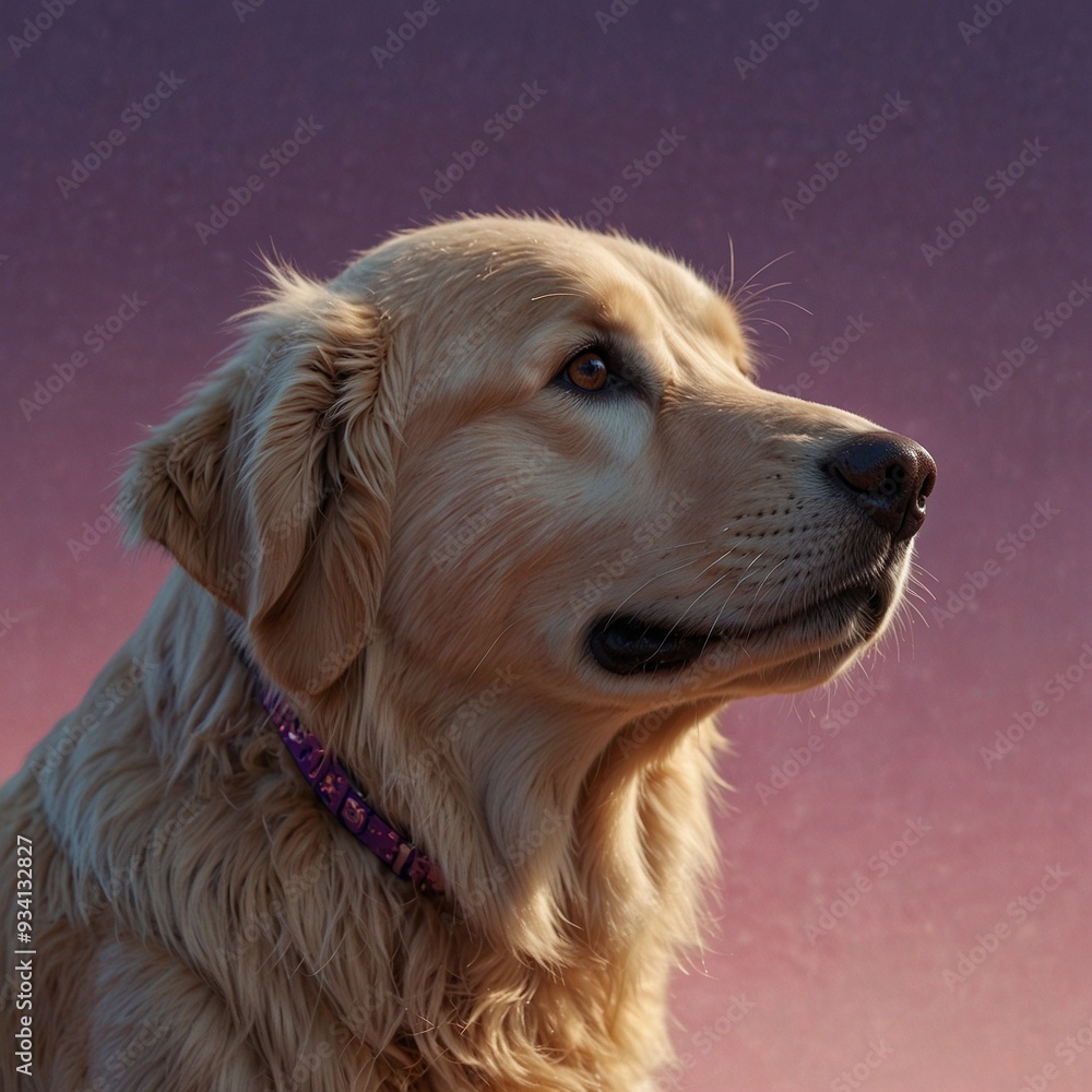 Loyal Companion: close-up of a golden retriever, pastel gradient background Loyal Companion: close-up of a golden retriever, pastel gradient background