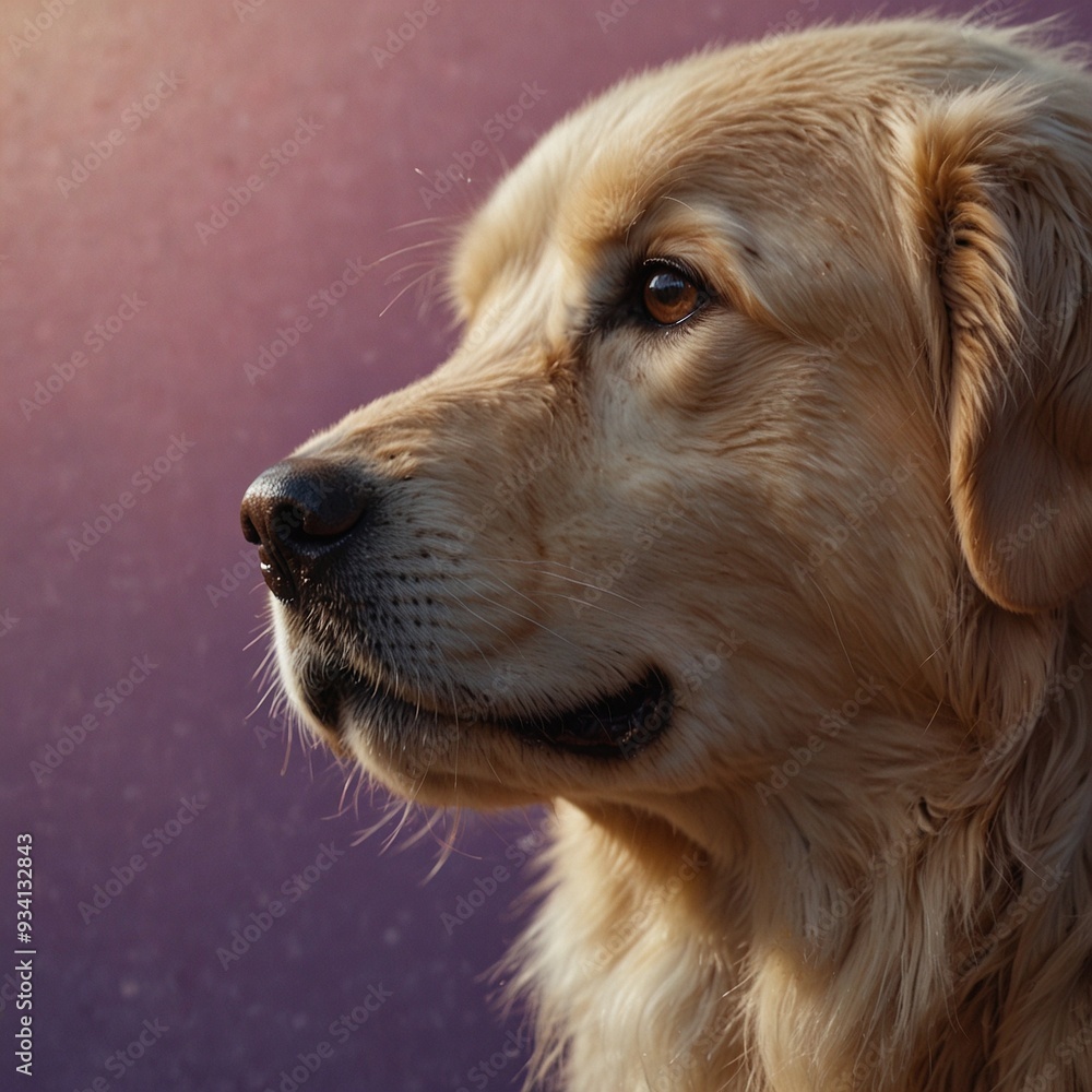 Loyal Companion: close-up of a golden retriever, pastel gradient background Loyal Companion: close-up of a golden retriever, pastel gradient background