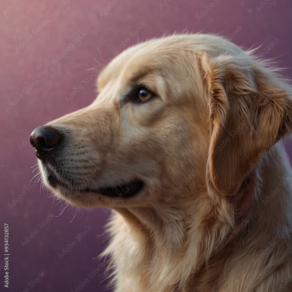 Loyal Companion: close-up of a golden retriever, pastel gradient background Loyal Companion: close-up of a golden retriever, pastel gradient background