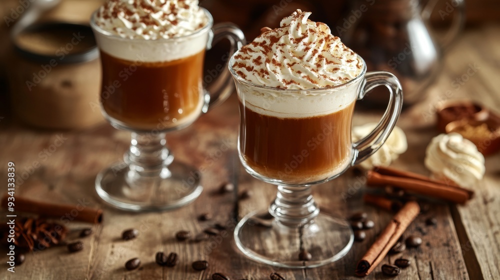 German national cuisine: Pharisee coffee with rum and whipped cream. German national cuisine: Pharisee coffee with rum and whipped cream.