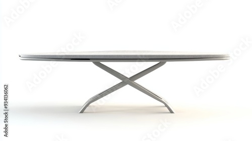 Modern Oval Dining Table with Sleek X-Shaped Base - A contemporary dining table with a sleek oval tabletop and a stylish X-shaped base. The table is perfect for modern dining rooms, offering a spaciou