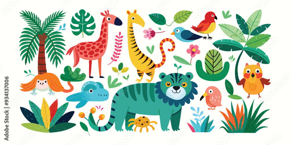 set of animals character vector illustrations set of animals character vector illustrations