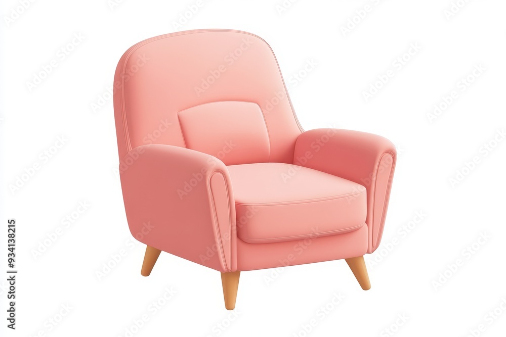 Pink Armchair with Wooden Legs - Comfortable and Stylish - A pink armchair with wooden legs, perfect for adding a touch of comfort and style to any living room. The chair is upholstered in a soft, plu Pink Armchair with Wooden Legs - Comfortable and Stylish - A pink armchair with wooden legs, perfect for adding a touch of comfort and style to any living room. The chair is upholstered in a soft, plu