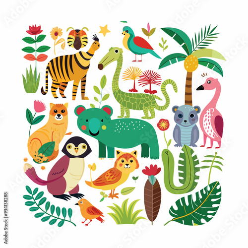 set of animals character vector illustrations