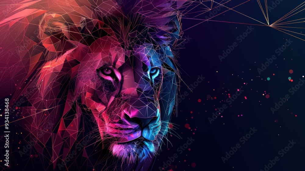 Abstract Lion in Geometric Design Abstract Lion in Geometric Design
