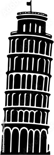 Silhouette of the Leaning Tower of Pisa, Italy, Iconic Landmark, Travel and Tourism, Historic Architecture, Cultural Heritage, UNESCO World Heritage Site, Travel Photography, Italian Travel Posters