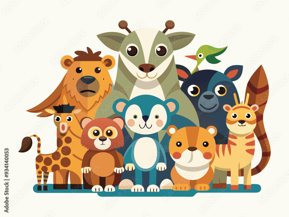 Obraz premium set of animals character vector illustrations