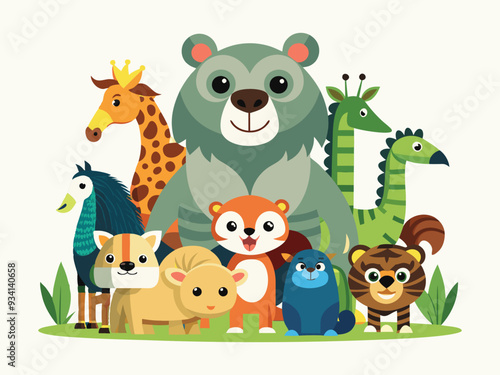 set of animals character vector illustrations