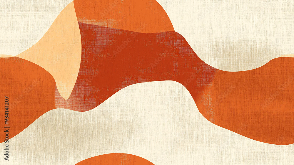 Abstract pattern with flowing orange and beige shapes forming a seamless tile, giving a sense of organic movement and balance. Abstract pattern with flowing orange and beige shapes forming a seamless tile, giving a sense of organic movement and balance.