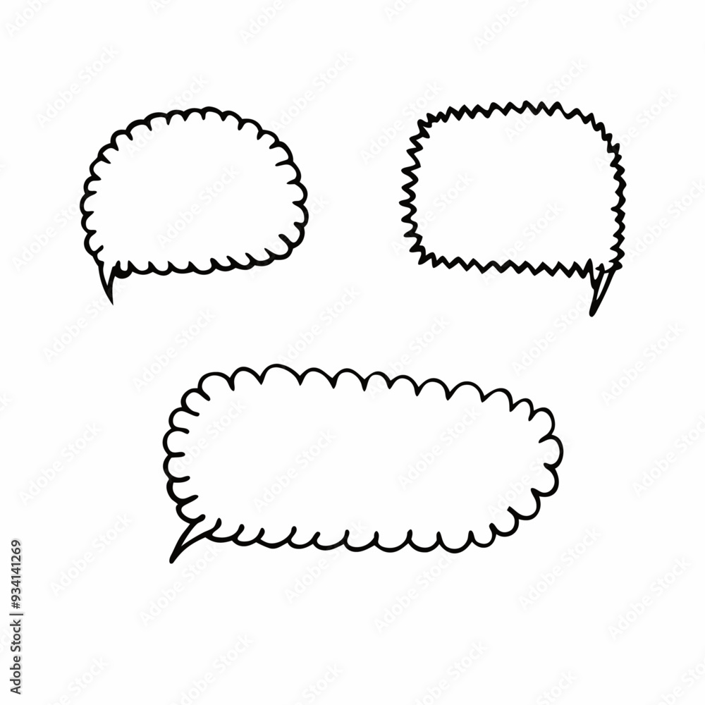 Hand drawn speech bubble. Sketch comic cloud shape. Hand drawn doodle style. Speech bubble chat (7) Hand drawn speech bubble. Sketch comic cloud shape. Hand drawn doodle style. Speech bubble chat (7)