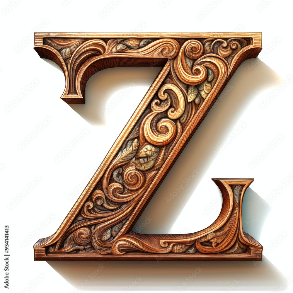 Symbol of letter Z, Carved wooden texture isolated on white background. Symbol of letter Z, Carved wooden texture isolated on white background.