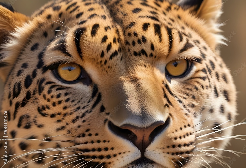Fototapeta premium Close-up of a leopard's fur, showing the distinctive spotted pattern