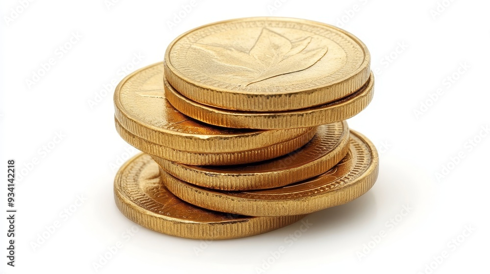Stack of Gold Coins on White Background - A stack of gold coins, symbolizing wealth, prosperity, financial success, and investment. The white background emphasizes the coins' shine and value. Stack of Gold Coins on White Background - A stack of gold coins, symbolizing wealth, prosperity, financial success, and investment. The white background emphasizes the coins' shine and value.