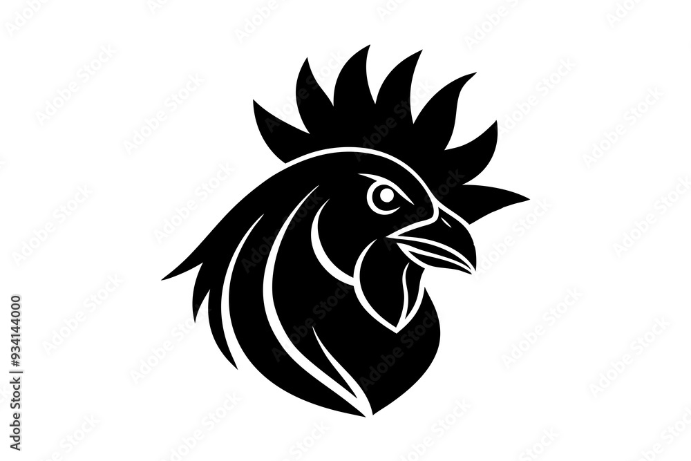 Rooster head logo vector silhouette on a white background Rooster head logo vector silhouette on a white background