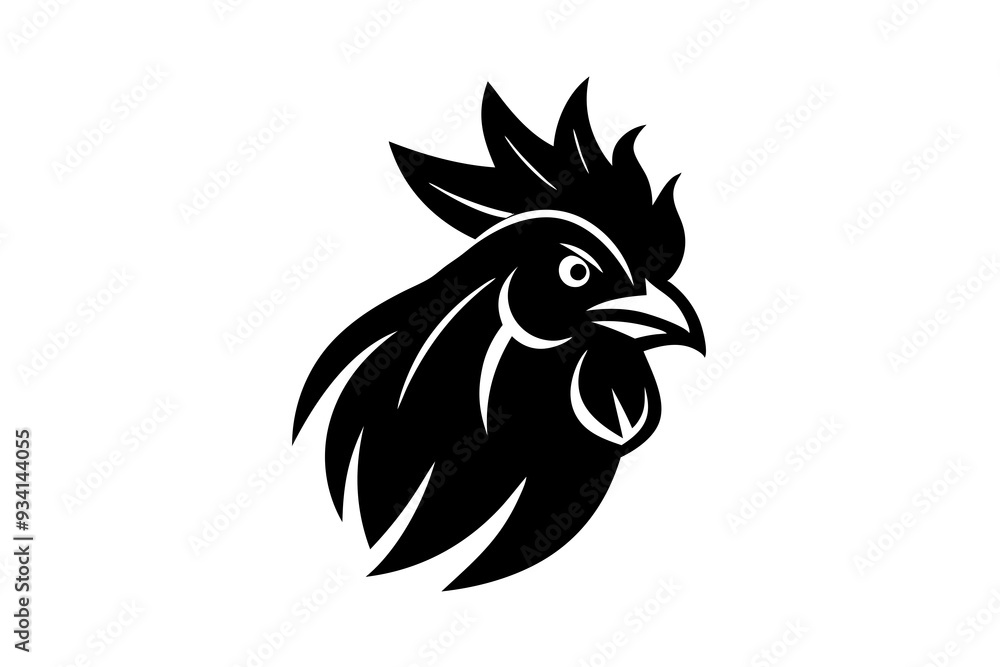 Fototapeta premium Rooster head logo vector silhouette on a white background 