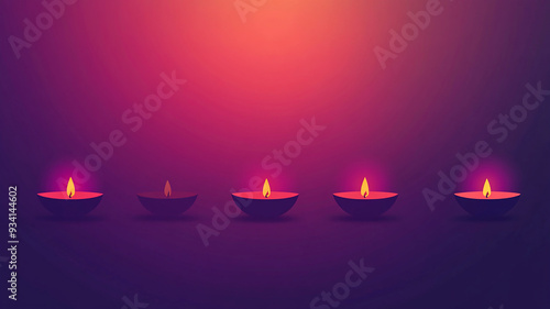 Seven lotusshaped candles lit with flames. photo