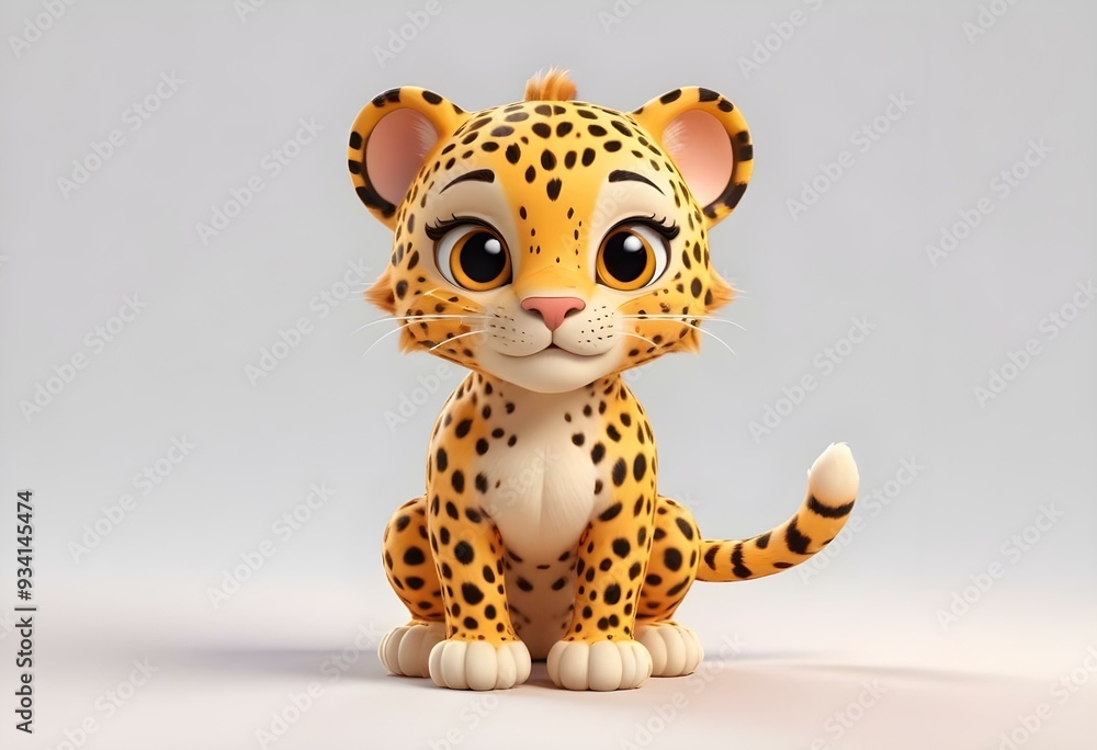 Cute toon colorful Leopard character smiling happy on neutrale monochrome White background, png, vector, digital art, 3d, model, Cute toon colorful Leopard character smiling happy on neutrale monochrome White background, png, vector, digital art, 3d, model,