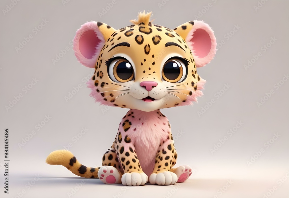 Cute toon colorful Leopard character smiling happy on neutrale monochrome White background, png, vector, digital art, 3d, model, Cute toon colorful Leopard character smiling happy on neutrale monochrome White background, png, vector, digital art, 3d, model,
