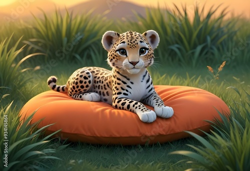 Wallpaper Mural  Cute toon colorful Leopard character smiling happy on neutrale monochrome White background, png, vector, digital art, 3d, model,  Torontodigital.ca