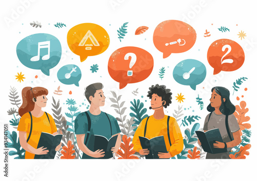 Team Discussion on Problem Solving with Various Options and Solutions, Vector Illustration, Minimalistic Design, Daytime, Collaborative Decision Making