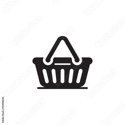 Abstract basket silhouette icon, grocery shopping, special offer,Shopping Basket, vector silhouette icon design.