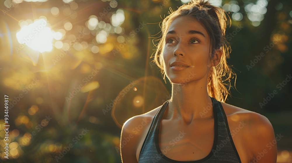 A woman getting ready for her daily workout outside A woman getting ready for her daily workout outside