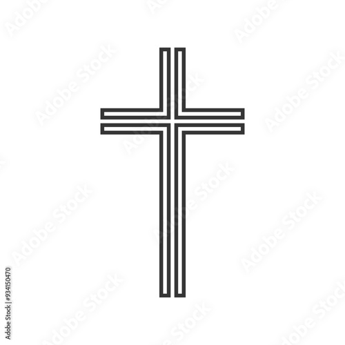 Christian Cross Religious Line Icon