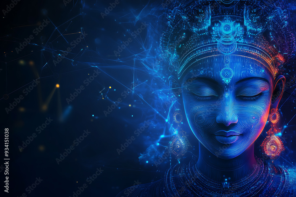 An abstract digital background featuring Devi Parvati, the Hindu goddess of love An abstract digital background featuring Devi Parvati, the Hindu goddess of love