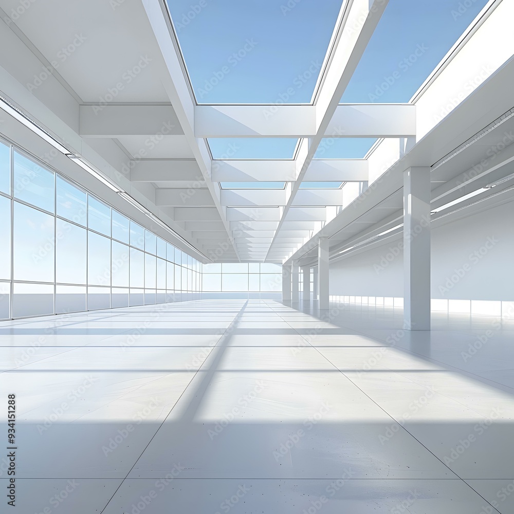 Obraz premium Modern White Interior Design With Skylight