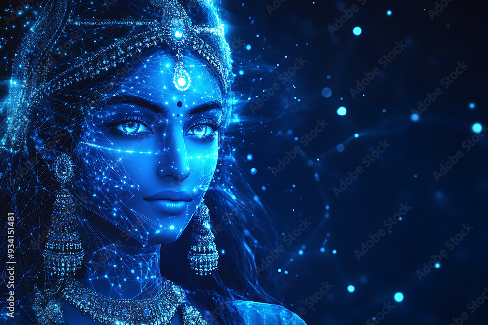 An abstract digital background featuring Devi Parvati, the Hindu goddess of love An abstract digital background featuring Devi Parvati, the Hindu goddess of love