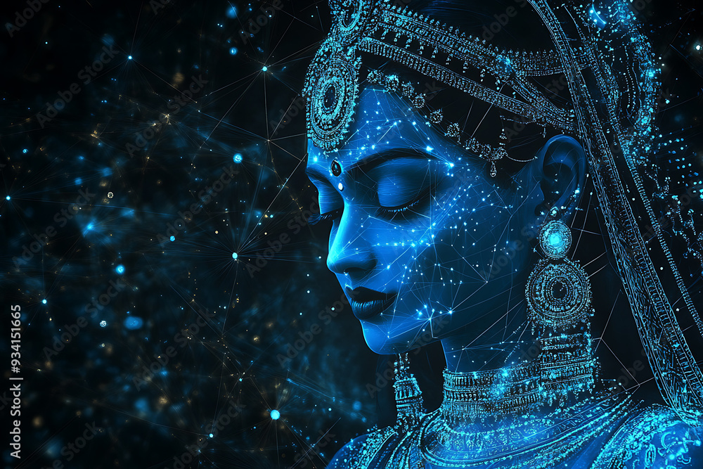 An abstract digital background featuring Devi Parvati, the Hindu goddess of love An abstract digital background featuring Devi Parvati, the Hindu goddess of love