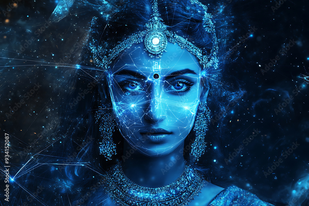 An abstract digital background featuring Devi Parvati, the Hindu goddess of love An abstract digital background featuring Devi Parvati, the Hindu goddess of love