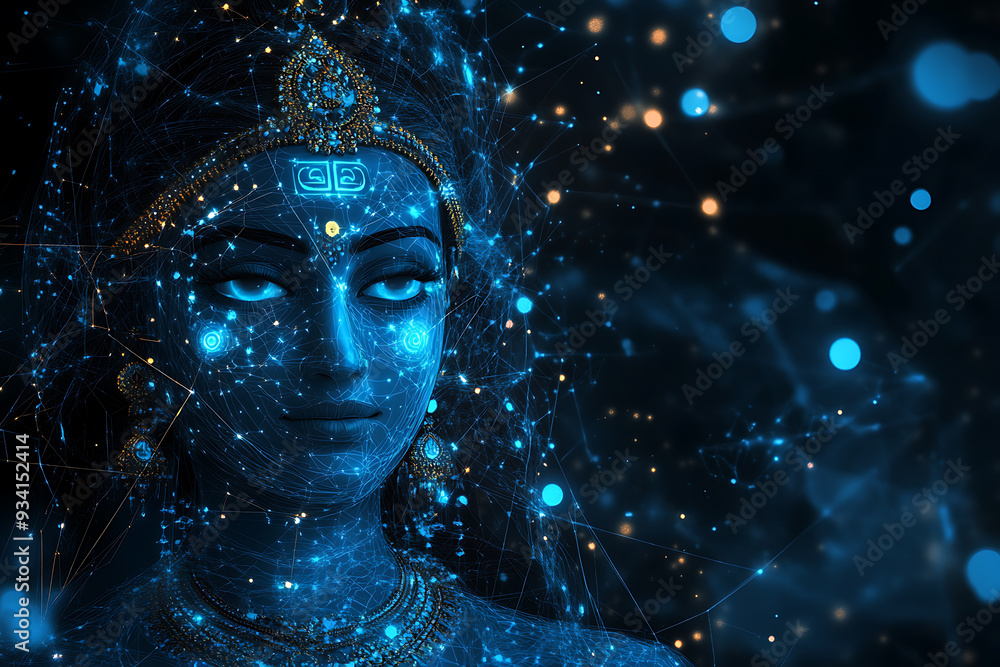 An abstract digital background featuring Devi Parvati, the Hindu goddess of love An abstract digital background featuring Devi Parvati, the Hindu goddess of love
