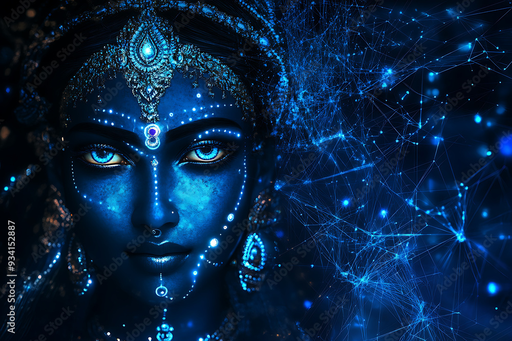An abstract digital background featuring Devi Parvati, the Hindu goddess of love An abstract digital background featuring Devi Parvati, the Hindu goddess of love