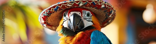 A Colorful Macaw Wearing a ...