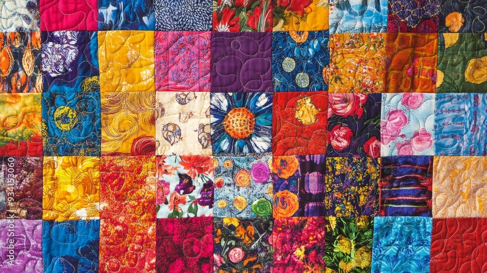 A Patchwork of Floral Delight, Quilted with Love, Hand-Stitched and Colorful, Floral Patchwork, Quilting, Fabric Art, Handmade A Patchwork of Floral Delight, Quilted with Love, Hand-Stitched and Colorful, Floral Patchwork, Quilting, Fabric Art, Handmade