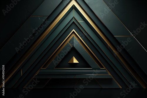 Abstract geometric pattern with gold and black triangles.