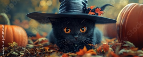 Black Cat Witch In Autumn L...