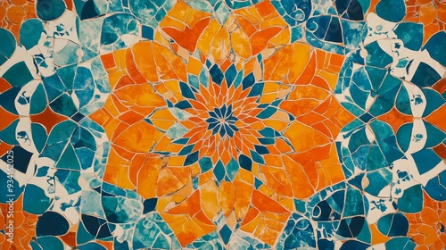 Mosaic Tile Pattern in Blue...