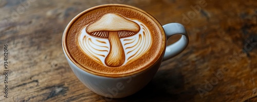 Mushroom Latte Art A Close-...