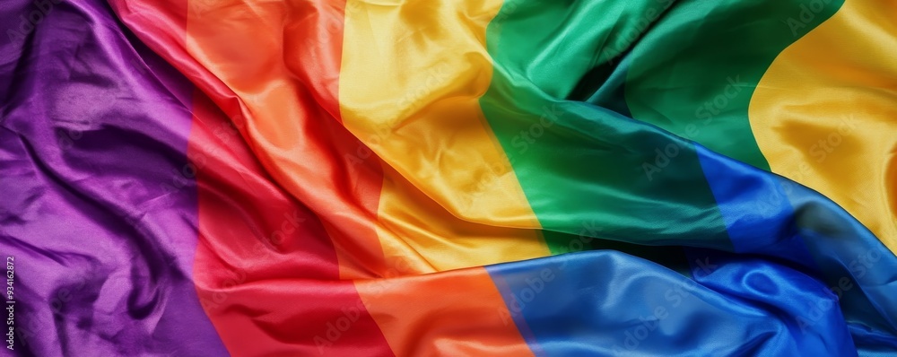 Rainbow Pride Fabric Closeup of Satin Stripes, Pride Flag, LGBTQ+, Diversity, Rainbow Colors, Pride Month Rainbow Pride Fabric Closeup of Satin Stripes, Pride Flag, LGBTQ+, Diversity, Rainbow Colors, Pride Month